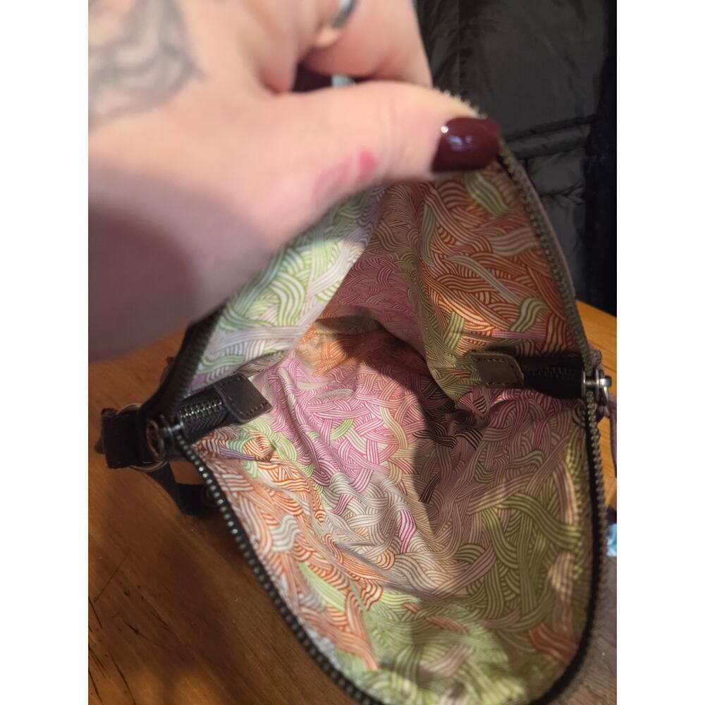 The Sak Genuine Leather And Suede Patchwork Boho Hobo Shoulder Bag Brown - Picture 8 of 9